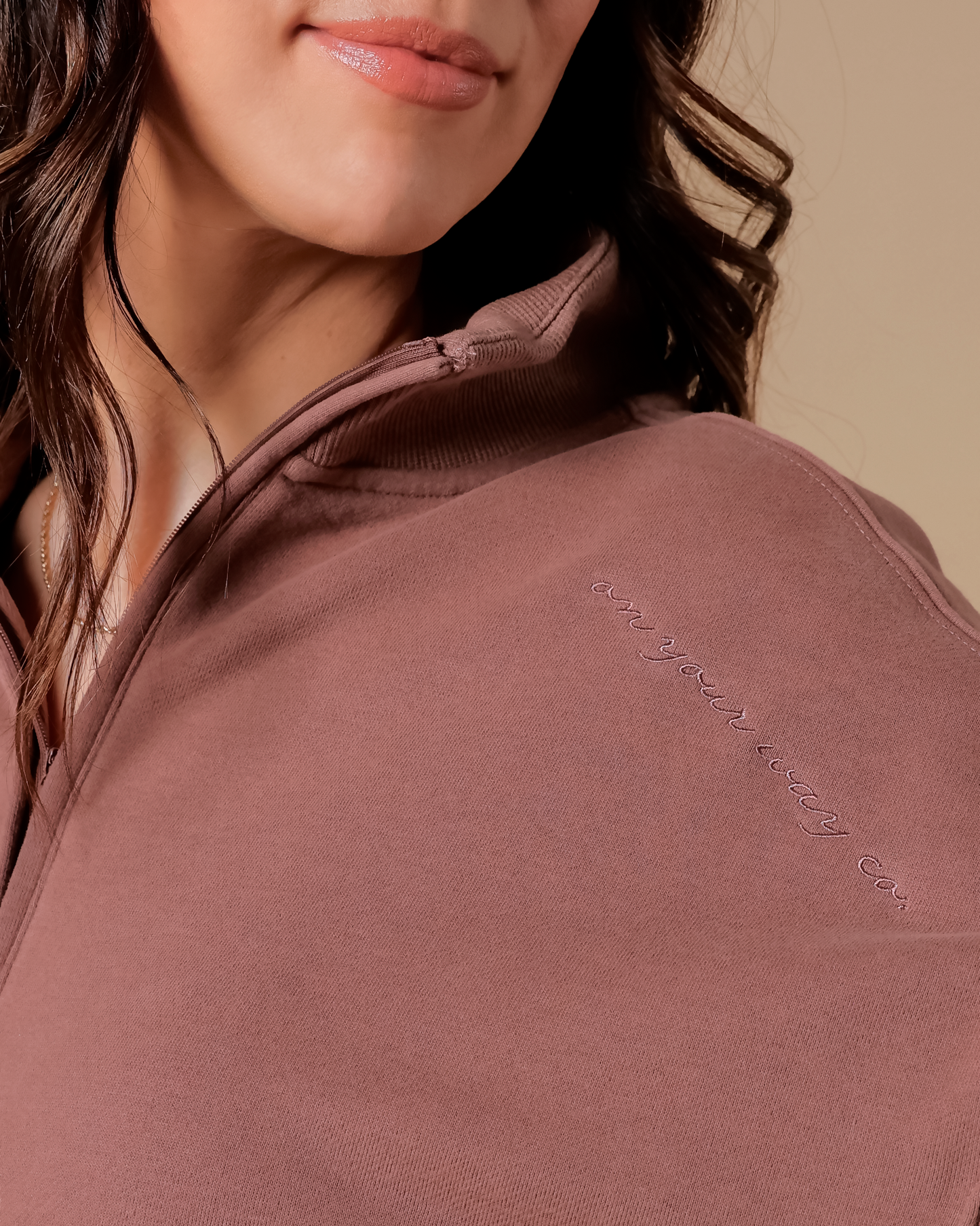 OTG Half-Zip Sweatshirt - Dusty Mauve