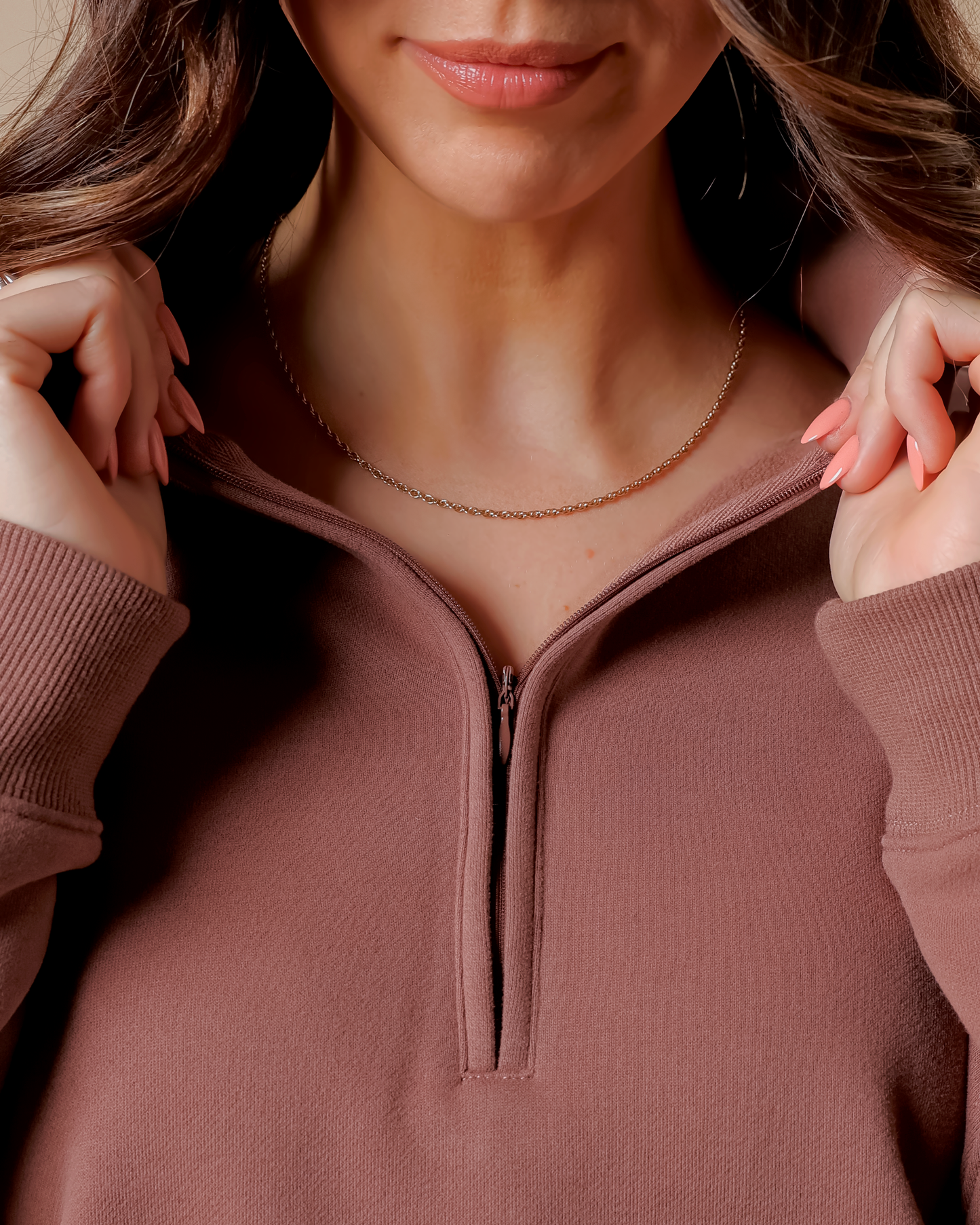 OTG Half-Zip Sweatshirt - Dusty Mauve